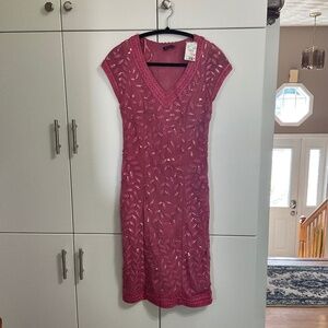Le Chateau Rose Colour Beaded Embroidered XXS Dress